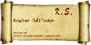 Kogler Sándor névjegykártya