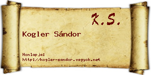 Kogler Sándor névjegykártya
